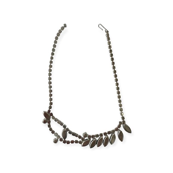 1950s Vintage Blue Moonglow Glass & Rhinestone Necklace - Picture 6 of 9